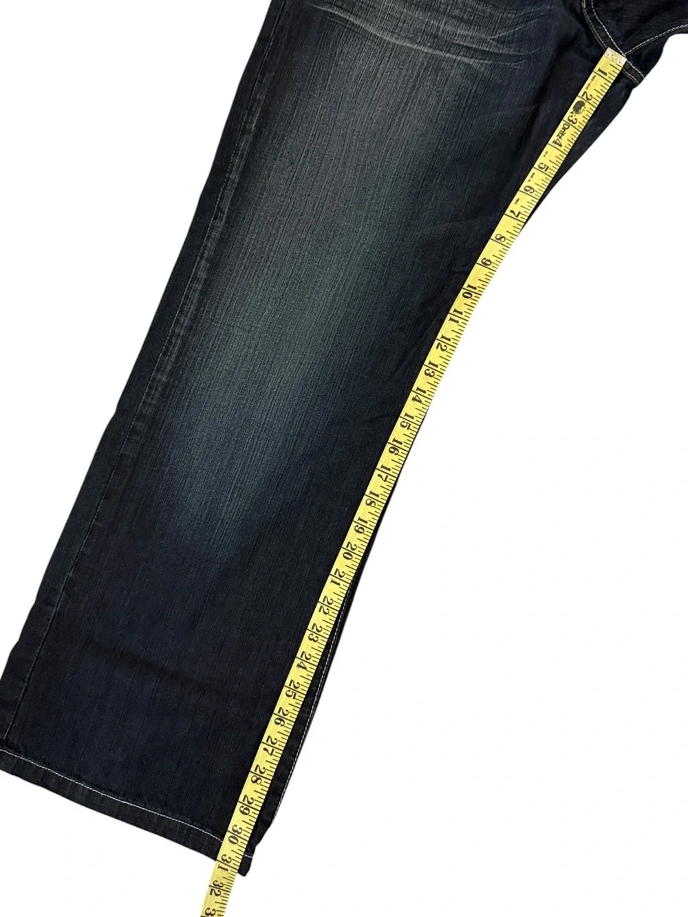 Y2K Circle Of Life Surf Crazy Skull Flap Pocket Jeans 38x31 Distressed Blue